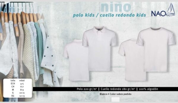 Playera cuello redodndo 180 gr Cuello Redondo Kids