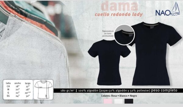Playera cuello redondo manga corta 180 gr Cuello Redondo Lady