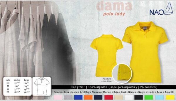 Playera cuello polo manga corta 220 gr Polo Lady