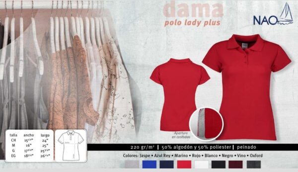 Playera cuello polo manga corta 220 gr Polo Lady Plus