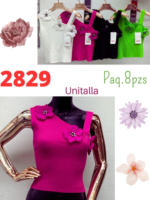 Blusa corta tirante grueso flores 2829