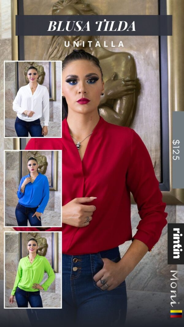 BLUSA FORMAL CUELLO V MANGA LARGA Tilda