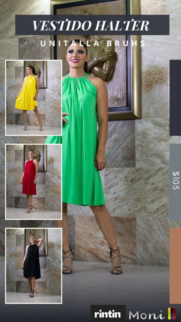 VESTIDO EN FORMA DE CAMISETA TIRANTES CUELLO Halter