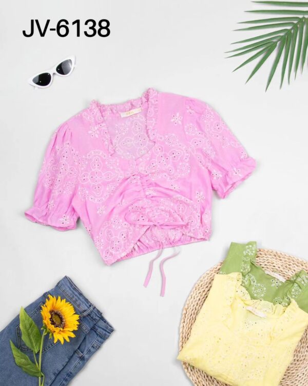 Blusa corta con jareta en frente JV-6138