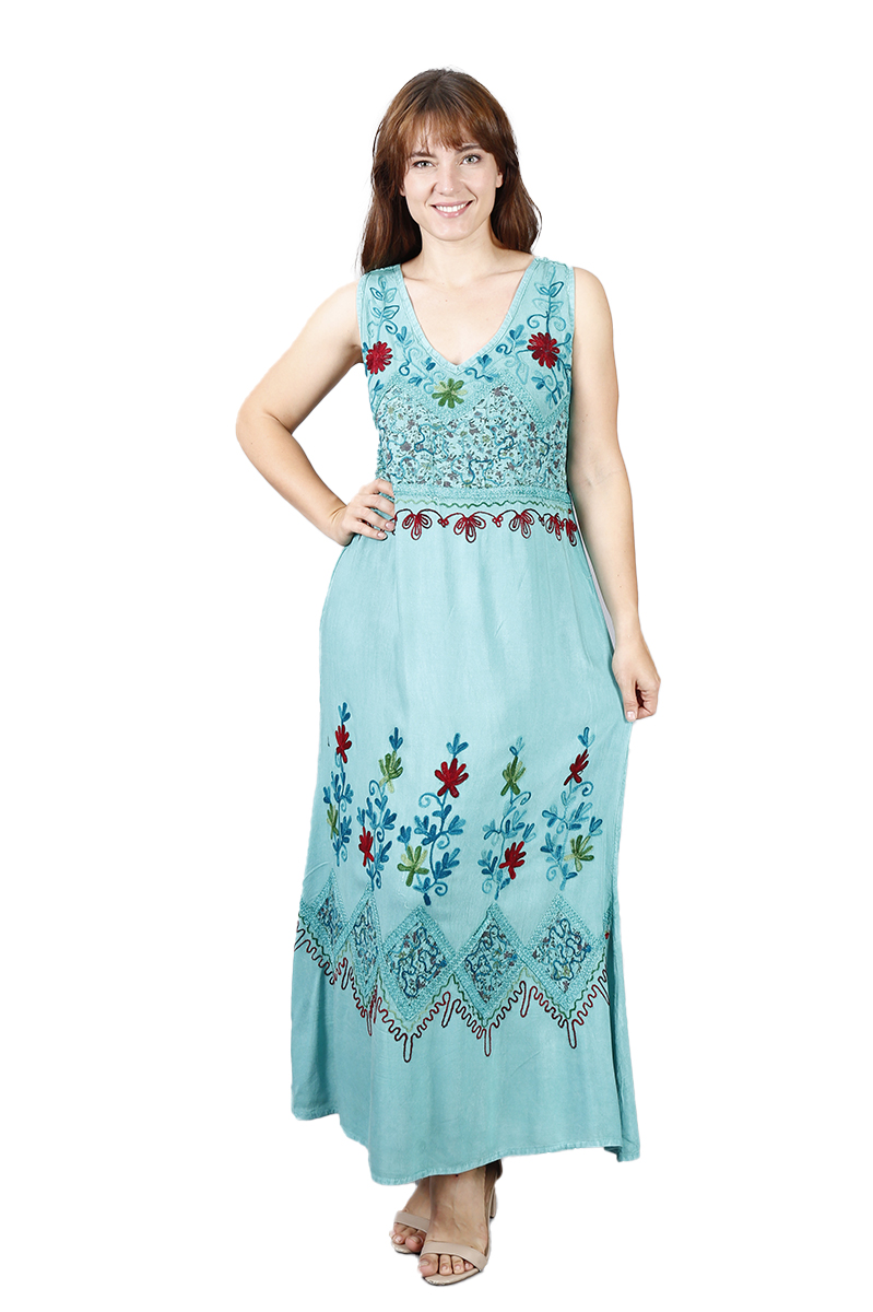 Vestido tirante ancho bordado 648ve-unme