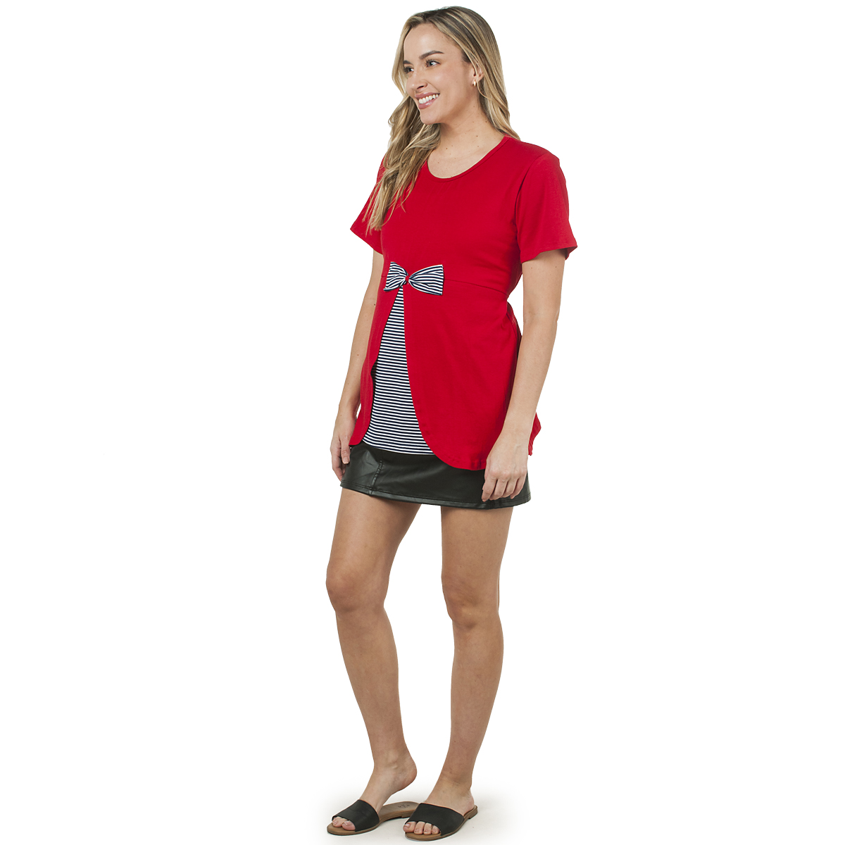 PAQUETE 4 BLUSAS DE MATERNIDAD DE ALGODON CON MOÑO
