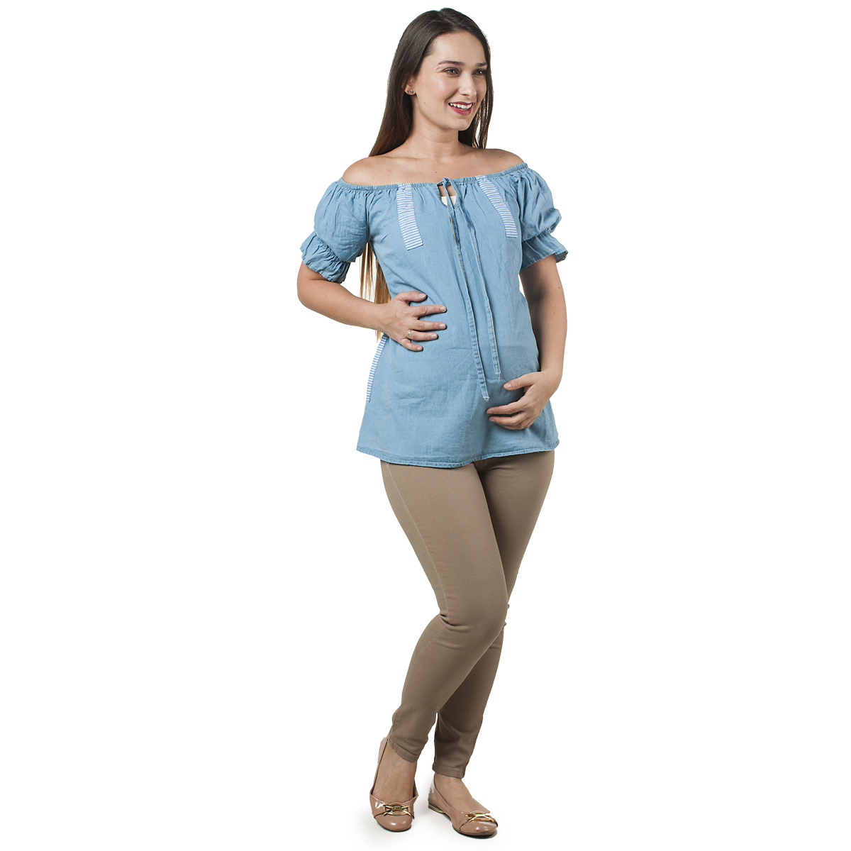 PAQUETE DE 4 BLUSAS DE MEZCLILLA DE MATERNIDAD