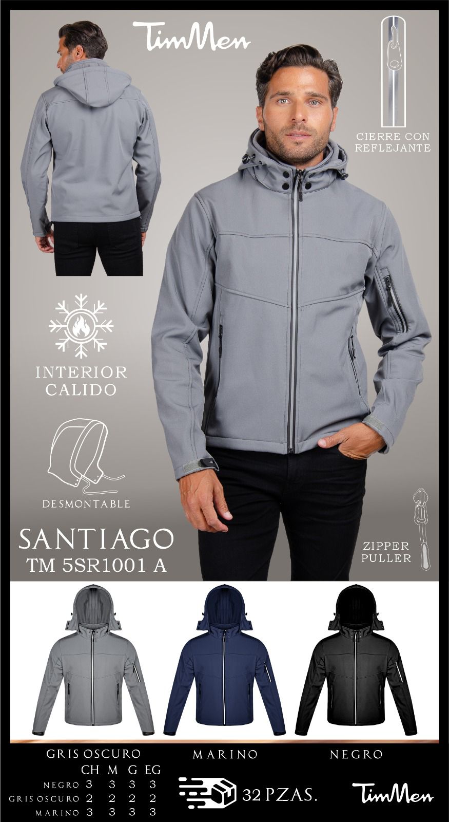 Chamarra gorro desmontable Santiago1001A