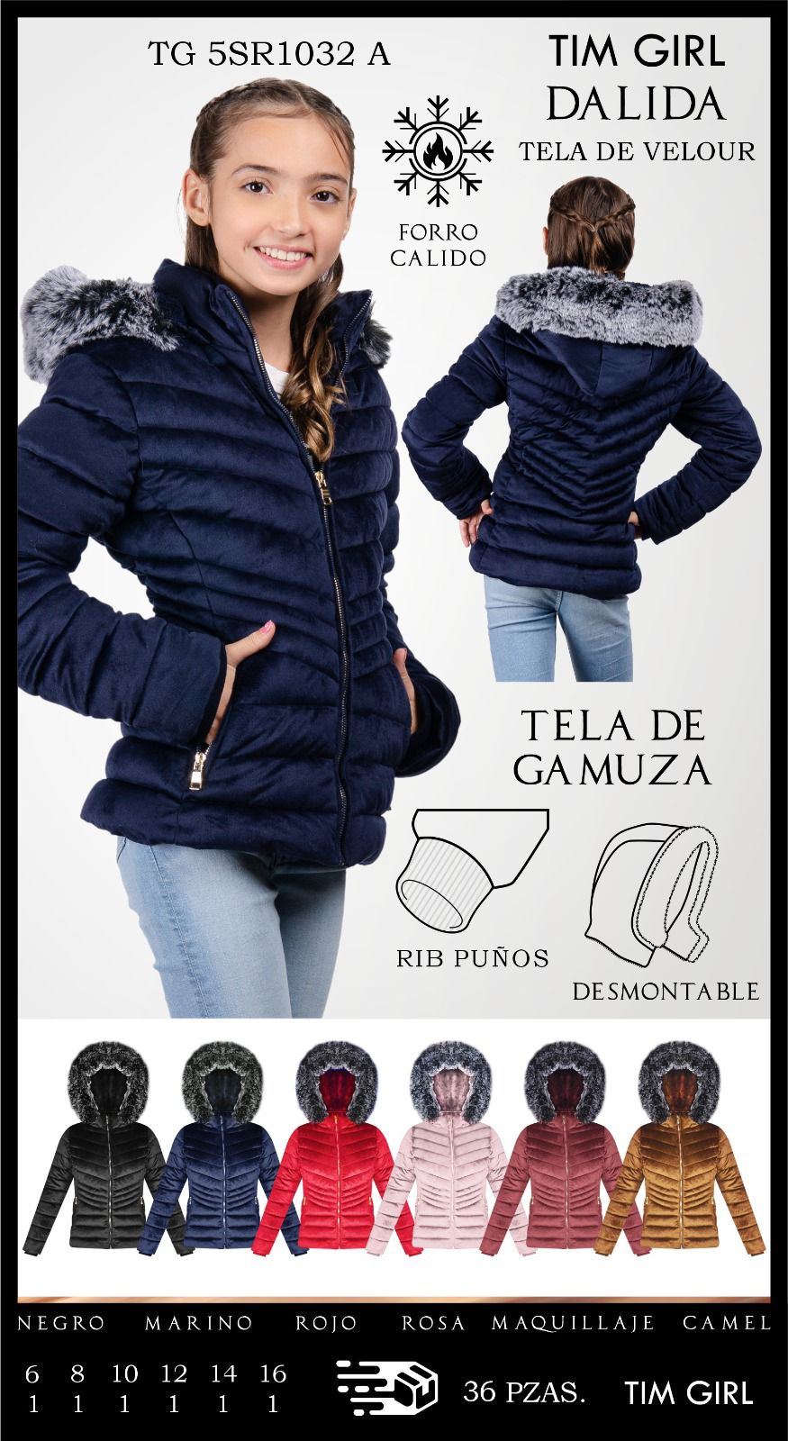 Chamarra gorro desmontable Dalida1032A
