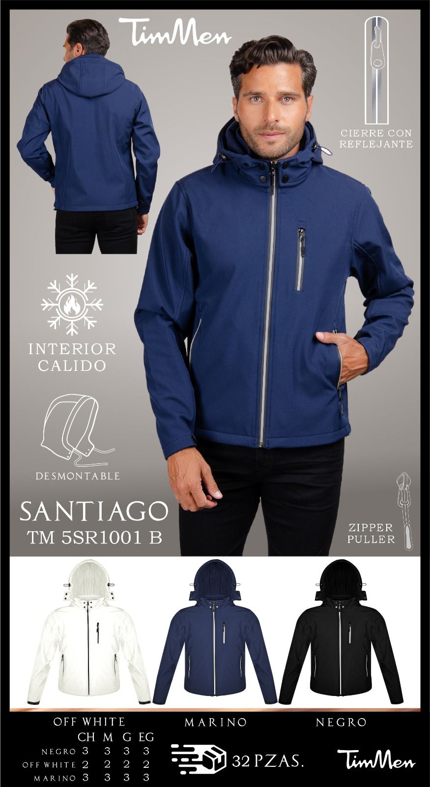 Chamarra gorro desmontable Santiago1001B