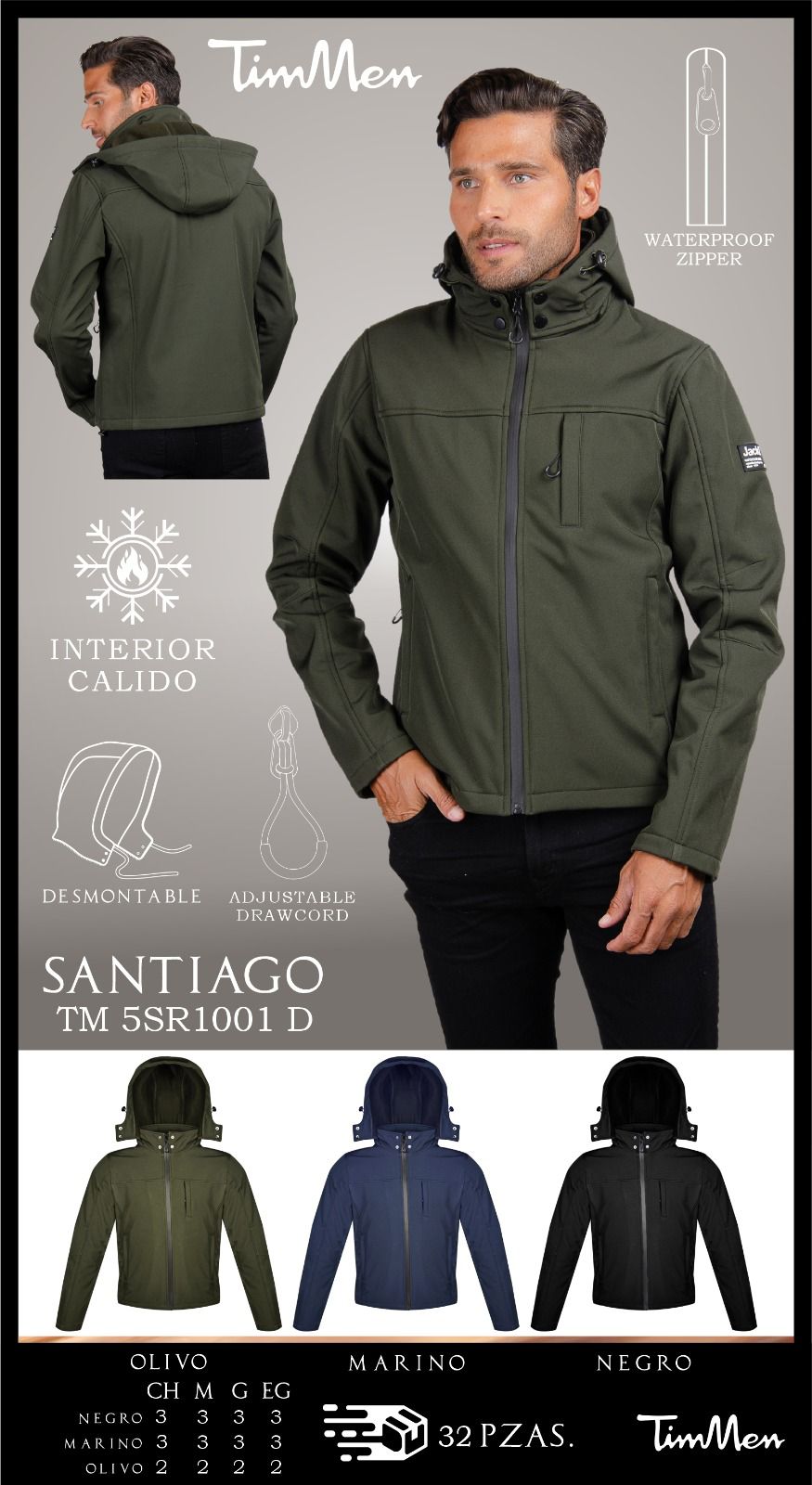 Chamarra gorro desmontable Santiago1001D