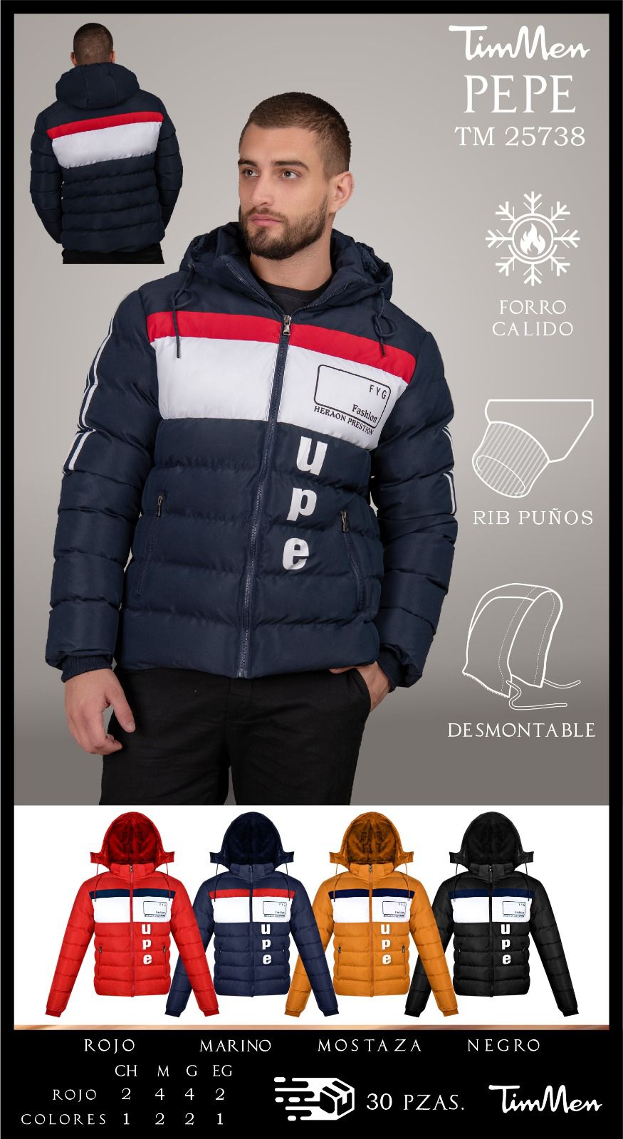 Chamarra gorro desmontable Pepe25738