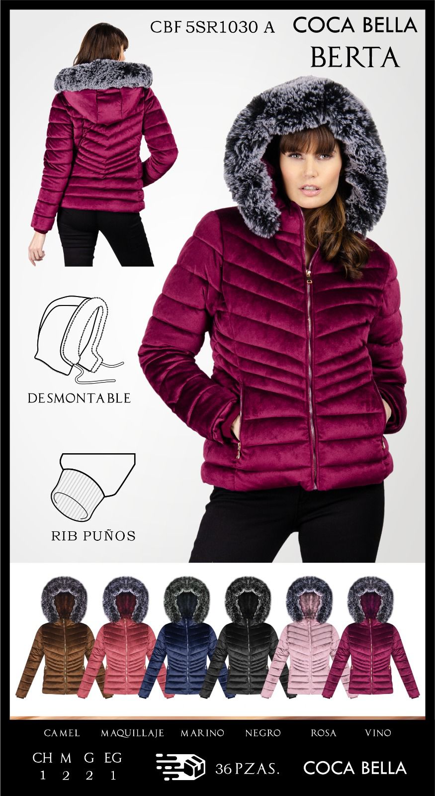 Chamarra gorro desmontable Berta1030A