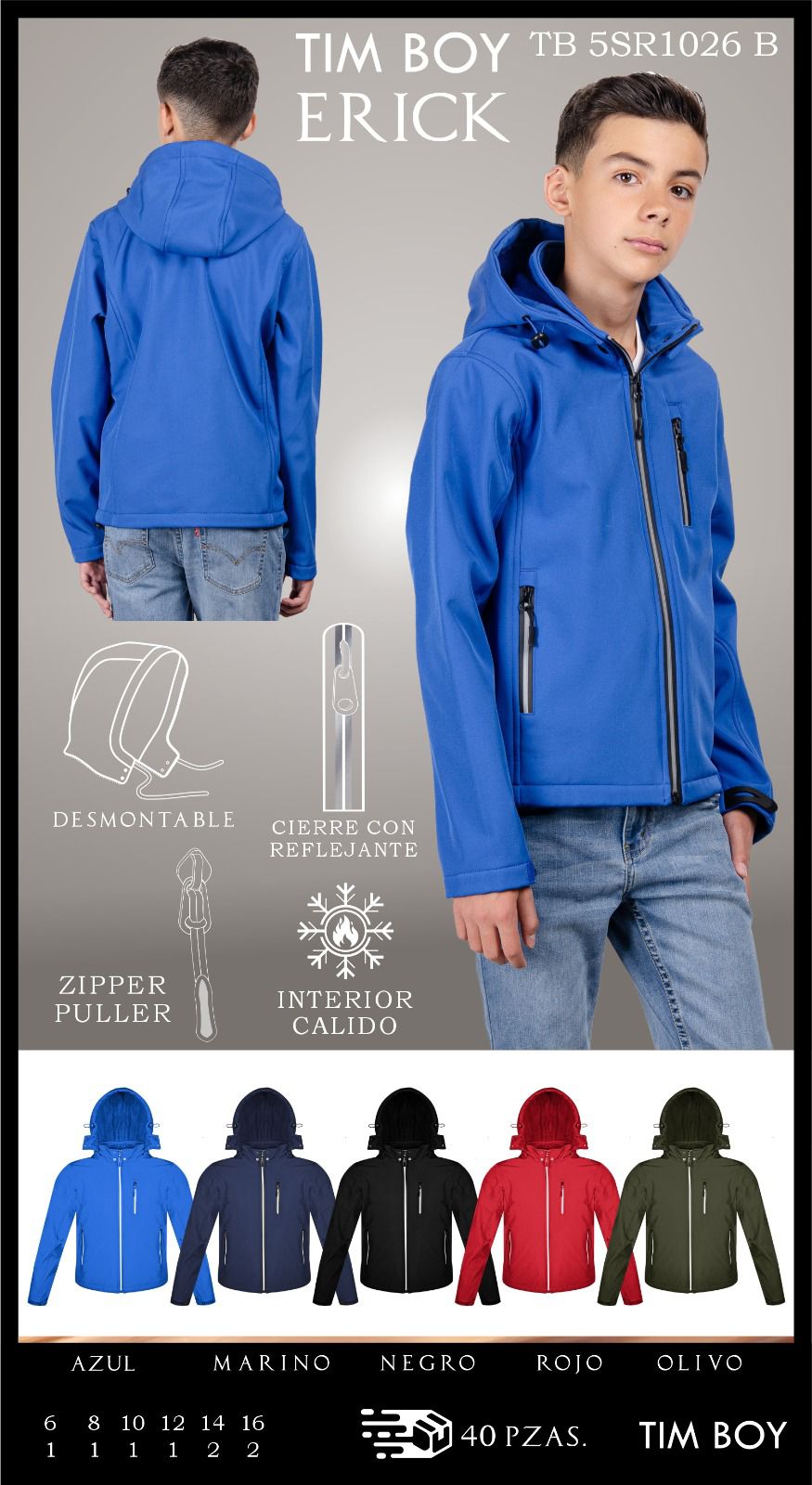 Chamarra gorro desmontable Erick1026B