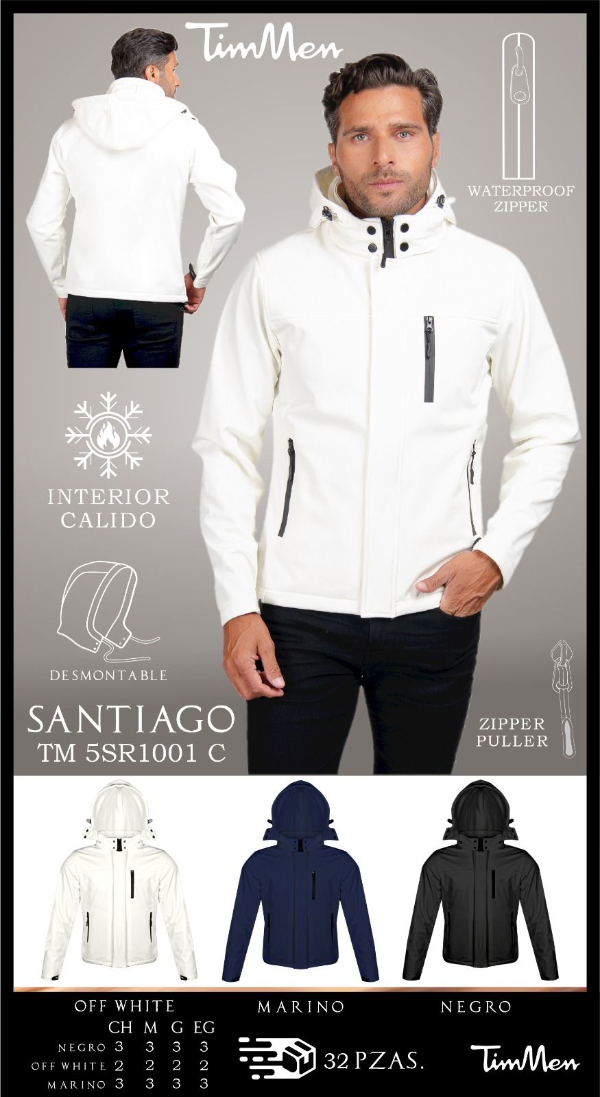 Chamarra gorro desmontable Santiago1001C