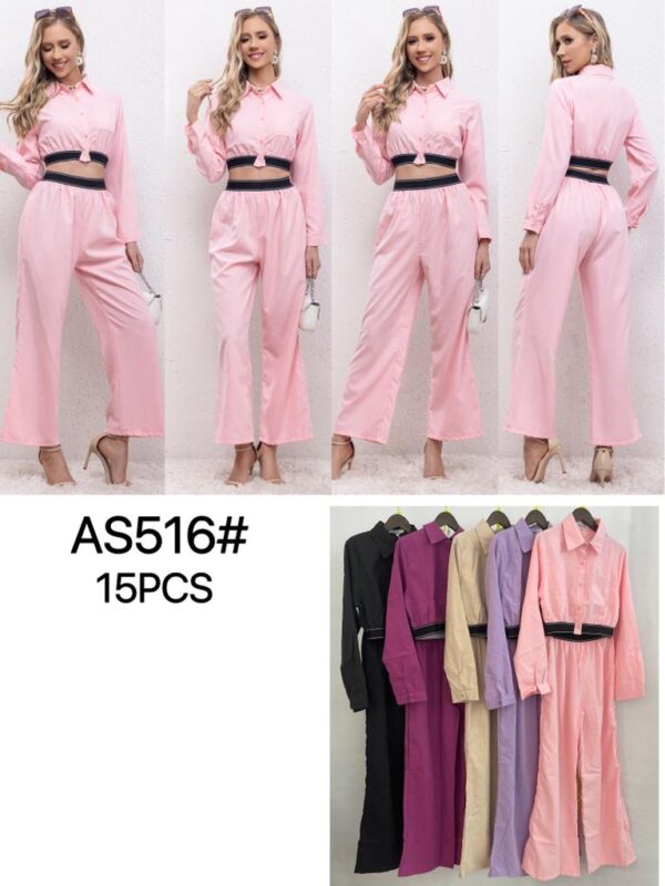 Conjunto crop top y pantalón tipo campana AS516